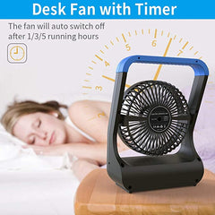 Battery Operated Fan, Super Long Lasting Battery Operated Fans for Camping, Portable D-Cell Battery Powered Desk Fan with Timer, 3 Speeds, Whisper Quiet, 180° Rotation, for Office,Bedroom,Outdoor, 5'', F15