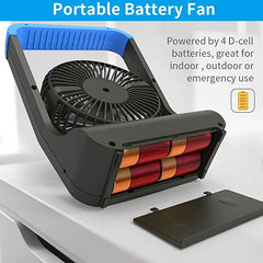 Battery Operated Fan, Super Long Lasting Battery Operated Fans for Camping, Portable D-Cell Battery Powered Desk Fan with Timer, 3 Speeds, Whisper Quiet, 180° Rotation, for Office,Bedroom,Outdoor, 5'', F24