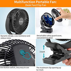Clip on Fan Battery Operated, 8 Inch 10000mAh Rechargeable Fan for Baby, 4 Speeds & 10W Fast Charging, Portable Cooling USB Fan for Baby Stroller Golf Cart Car Gym Treadmill,2 in 1 Desk&Clip Fan-F36