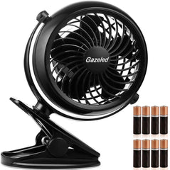 Gazeled Battery Operated Fans, 5 Inch Cordless Fan for Camping with 8 Free AA Batteries-F18