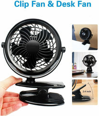 Gazeled Battery Operated Fans, 5 Inch Cordless Fan for Camping with 8 Free AA Batteries-F18